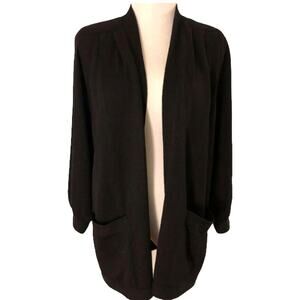 VTG Black St John Separates Open Longline Cardigan Santana Knit Small
